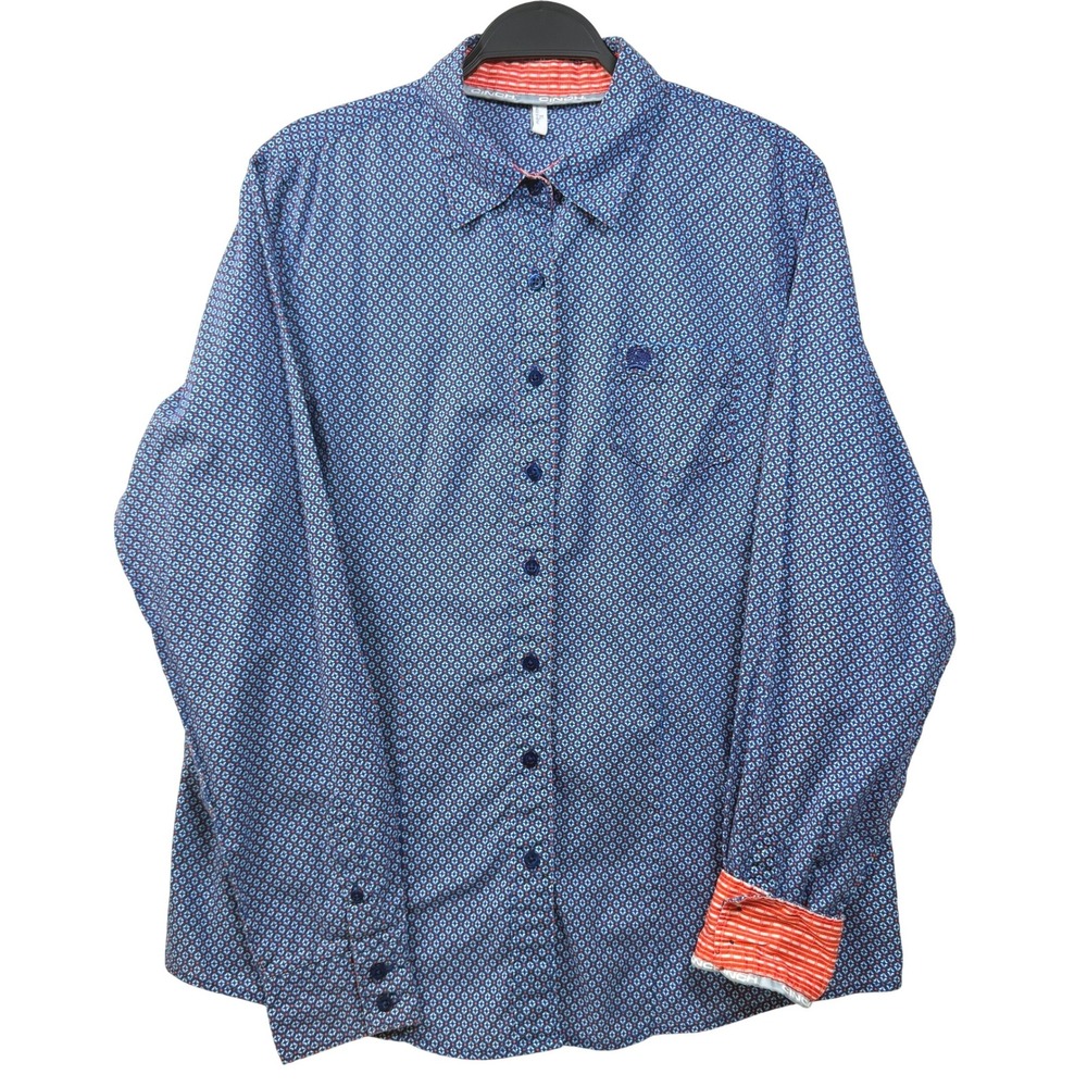 Cinch Western Shirt Women's XL Geometric Print Button Front Blue Red Long Sleeve